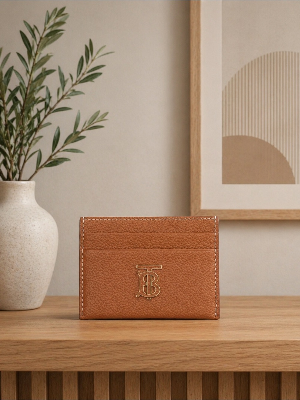 Burberry Leather TB Monogram Card Holder